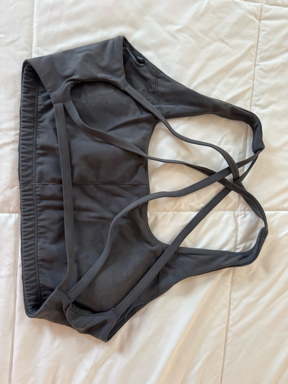 LSKD ASPIRE Women’s Strappy Sports Bra — Charcoal Gray - Picture 2 of 2